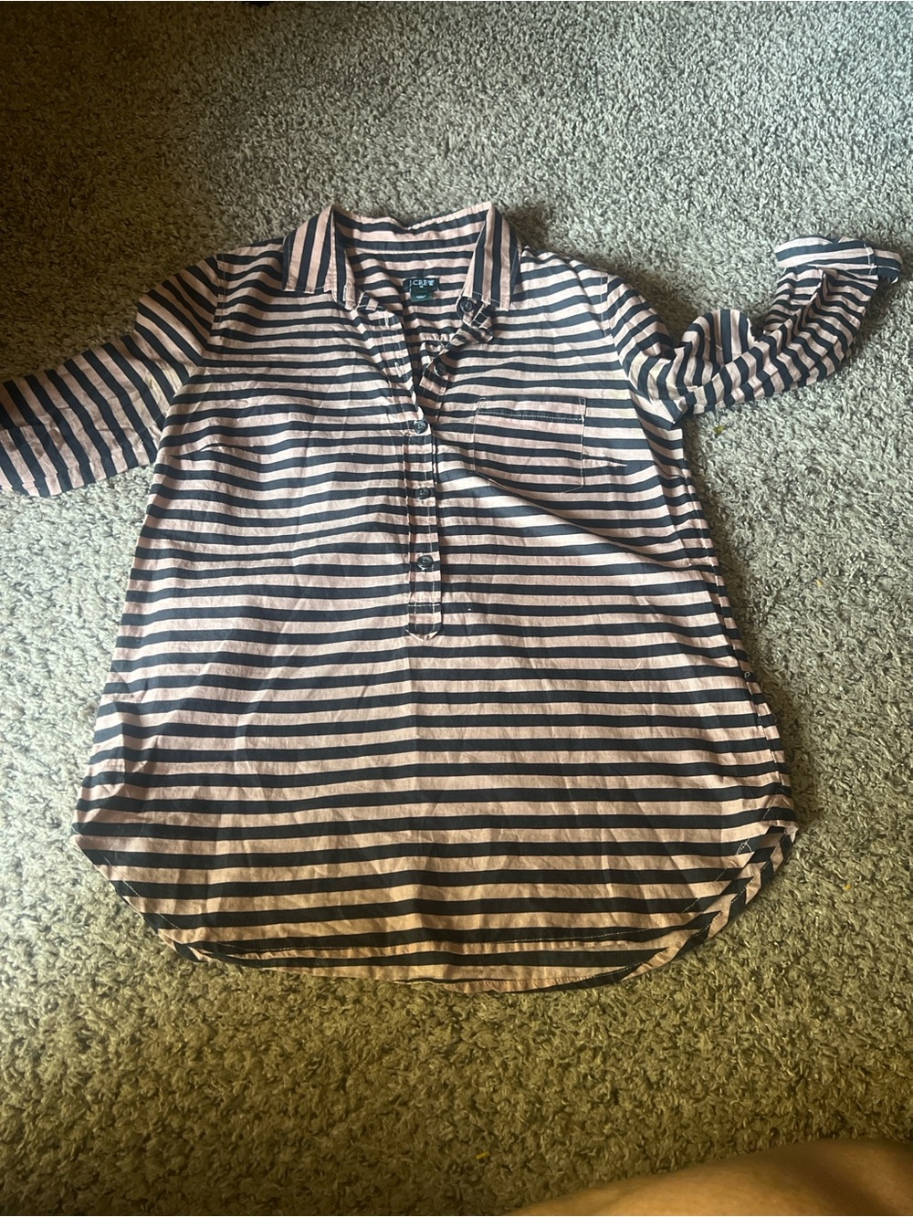 J. Crew Striped Navy and Cream Button-Down Kids Shirt